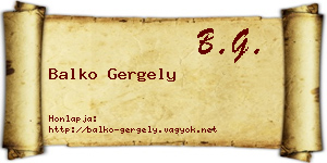 Balko Gergely névjegykártya